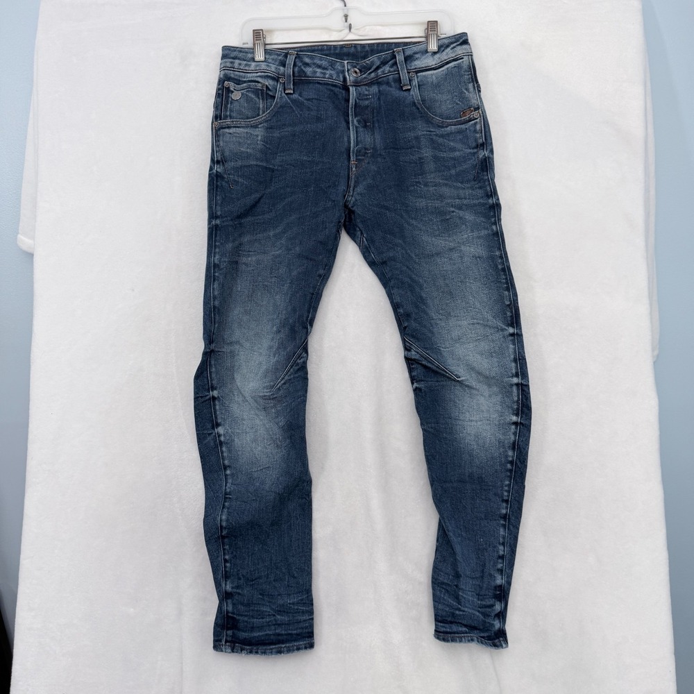 G Star Raw Jeans Mens 31x30 (31x28) Blue Arc 3D Slim Stretch Whisker Biker